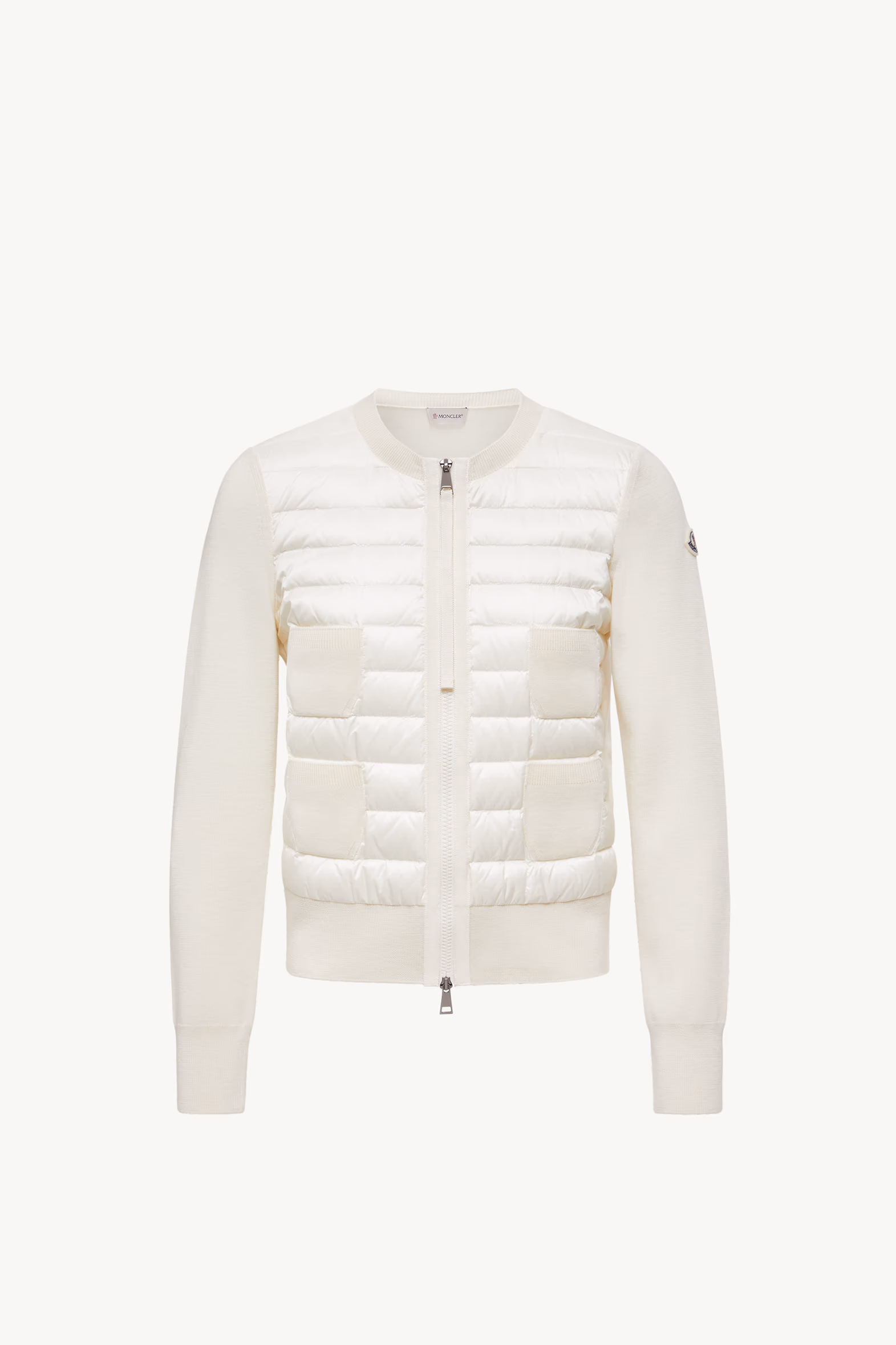 Cardigan zippé matelassé en laine Femmes Blanc Moncler 2